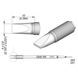 JBC C245 755 TIP CARTRIDGE 4 x 0.8 mmm Cartridge Chisel 4 x 0.8 HT