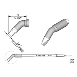 JBC C245 761 TIP CARTRIDGE 3.0 x 1.0 Chisel Bent 3.0 x 1.0