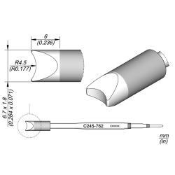 JBC C245 762 TIP CARTRIDGE 6.7 x 1.8  mm Cartridge Round Connector R 4.5