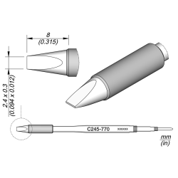 JBC C245 770 TIP CARTRIDGE 2.4 x 0.6 mm Cartridge Chisel 2.4 x 0.3