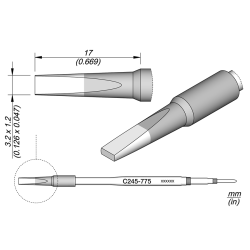 JBC C245 775 TIP CARTIDGE 3.2 x 1.2 mm Cartridge Chisel 3.2 x 1.2