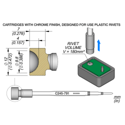 JBC C245 791 TIP CARTRIDGE A = 7 mm B = 6.5 mm Heat Stacking  Diam. 10