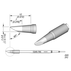 JBC C245 793 TIP CARTRIDGE 2.8 mm Cartridge Bevel Diam.2.8MM 60º