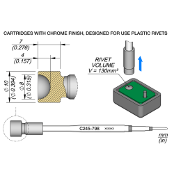 JBC C245 798 TIP CARTRIDGE A = 7 mm B = 6.5 mm Heat Stacking  Diam. 8