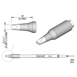 JBC C245 907 TIP CARTRIDGE 2.2 x 1 mm Cartridge Chisel 2.2 x 1