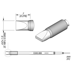 JBC C245 908 TIP CARTRIDGE 4.8 x 1.5 mm Cartridge chisel 4.8 x 1.5 HT S1