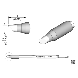 JBC C245 912 TIP CARTRIDGE 3 mm Cartridge Bevel Diam. 3