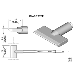 JBC C245 913 TIP CARTRIDGE A = 21 mm Cartridge Blade 21