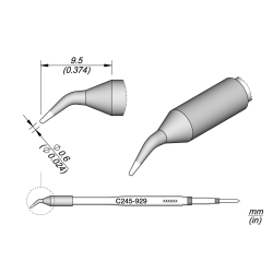 JBC C245 929 TIP CARTRIDGE 0.6 mm Conical Bent Diam. 0.6