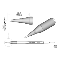 JBC C245 930 TIP CARTRIDGE 0.5 mm Cartridge Conical Diam. 0.5 S2