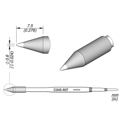 JBC C245 937 TIP CARTRIDGE 0.6 mm Cartridge Conical Diam. 0.6 HT