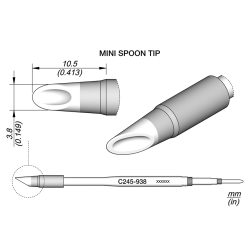 JBC C245 938 TIP CARTRIDGE A = 3.8 mm Cartridge Spoon Diam. 3. 8