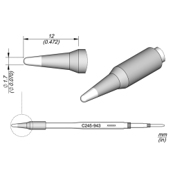 JBC C245 943 TIP CARTRIDGE 1.7 mm Cartridge Conical Diam. 1.7