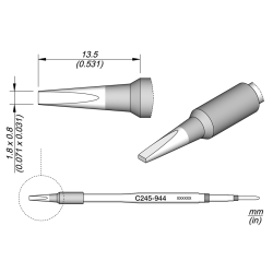 JBC C245 944 TIP CARTRIDGE 1.8 x 0.8 mm Cartridge Chisel 1. 8 x 0. 8