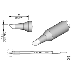 JBC C245 945 TIP CARTRIDGE 2.2 mm Cartridge Bevel Diam. 2. 2