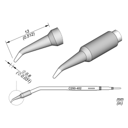 JBC C250 402 TIP CARTRIDGE 0.8 mm Conical Bent Diam. 0.8 for AL250 & AP250