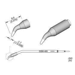 JBC C250 403 TIP CARTRIDGE 1 mm Conical Bent Diam. 1 for AL250 & AP250