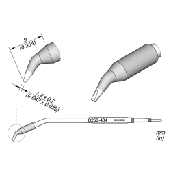 JBC C250 404 TIP CARTRDIGE 1.2 x 0.7 mm Chisel Bent 1.2 x 0.7 for AL250 & AP250