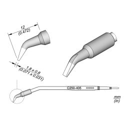 JBC C250 405 TIP CARTRIDGE 1.8 x 0.8 mm Conical Bent 1.8 x 0.8 for AL250 & AP250