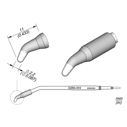 JBC C250 410 TIP CARTRIDGE 2.2 mm Conical Bent Diam. 2.2 for AL250 & AP250