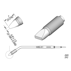 JBC C250 411 TIP CARTRIDGE 4.8 x 1.5 mm Cartridge Chisel 4.8 x 1.5 for AL250 & AP250