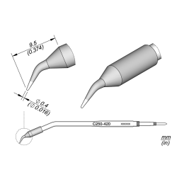 JBC C250 420 SOLDER TIP 0.4 mm Conical Bent Diam. 0.4 for AL250 & AP250