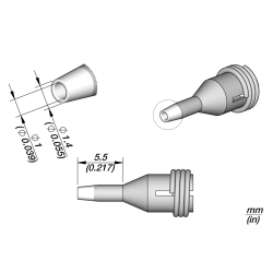 JBC C360 003 TIP A = 1.4 mm B = 1 mm max. pin = 0.8 Through hole desoldering  Diam. 1