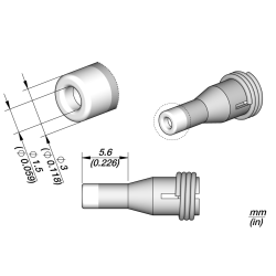 JBC C360 006 TIP A = 3 mm B = 1.5 mm max. pin = 1.3 Through hole desoldering Diam. 1.5