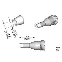 JBC C360 007 TIP A = 1.9 mm B = 1.4 mm max. pin = 1.2 Through hole desoldering  Diam. 1.4