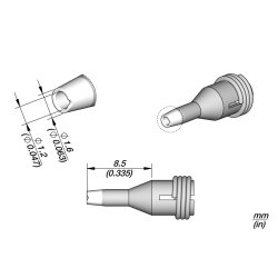 JBC C360 014 TIP A = 1.6 mm B = 1.2 mm Pad Cleaning Diam. 1.2