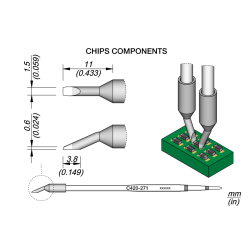 JBC C420 271 TWEEZER CARTRIDGE A = 1.5 mm Cartridge Chip 1.5