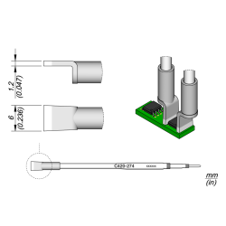 JBC C420 274 TWEEZER CARTRIDGE A =  6.0 mm Cartridge Blade 6.0