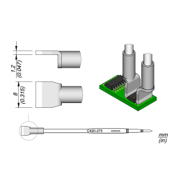 JBC C420 275 TWEEZER CARTRIDGE A =  8.0 mm Cartridge Blade 8.0
