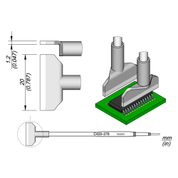 JBC C420 278 TWEEZER CARTRIDGE A = 20.0 mm Cartridge Blade 20.0
