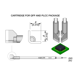 JBC C420 279 TWEEZER CARTRIDGE A =  8.0 mm Cartridge QFP 8.0