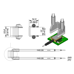 JBC C420 286 TWEEZER CARTRIDGE A = 12 mm B = 15.6 mm C = 14.3 mm Special 15.6 x 14.3