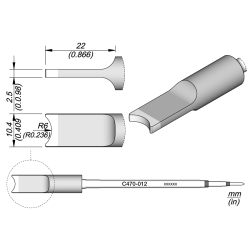 JBC C470 012 TIP CARTRIDGE A = 2.5 mm B = 10.4 mmR = 6 Cartridge Round Connector R6 (S1)