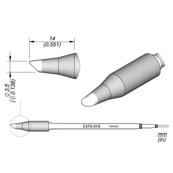 JBC C470 019 TIP CARTRIDGE 3.5 mm Cartridge Bevel Diam. 3.5