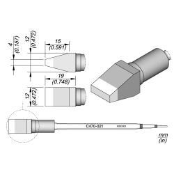 JBC C470 021 TIP CARTRIDGE A = 4 mm B = 12 mm Cartridge Chisel 12 x 4