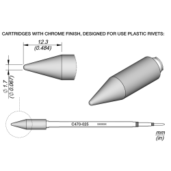 JBC C470 025 TIP CARTRIDGE Diam.1.7 mm Heat Stacking Diam. 1.7