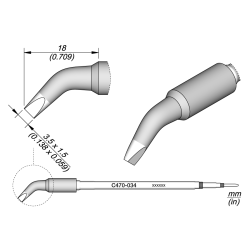 JBC C470 034 TIP CARTRIDGE 3.5 x 1.5 mm Chisel Bent 3.5 x 1.5