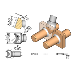 JBC C470 041 TIP CARTRIDGE A = 15 mm B =12.5 mm C = 3 mm Cartridge Barrel Diam. 12.5