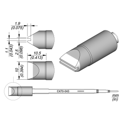 JBC C470 043 TIP CARTRIDGE 1.1 x 10 mm Drag 1.1 x 10