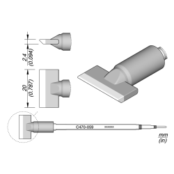 JBC C470 059 TIP CARTRIDGE A = 2.4 mm B = 20 mm Cartridge Blade 20