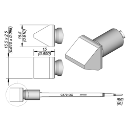 JBC C470 067 TIP CARTRIDGE A = 2.5 mm B = 15.5 mm Cartridge Chisel 15.5 x 2.5 Squ.